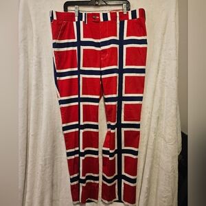 Loudmouth Golf Pants Men 38x28 Norwegian Red White  Windowpane Plaid Men’s Pants